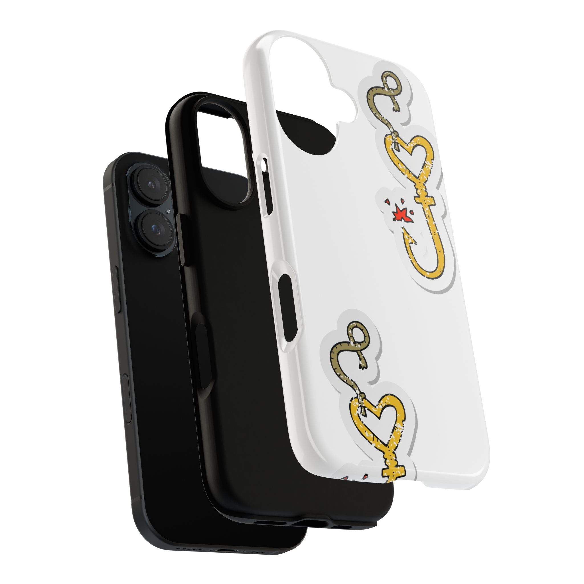 Gold Heart Hook Phone Case — Cute Fishing Charm iPhone Cover