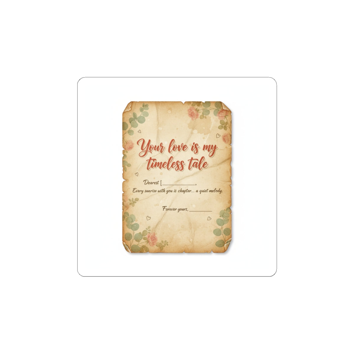 Love Letter Wax Seal Sticker | Vintage handwritten romance, sepia stationery