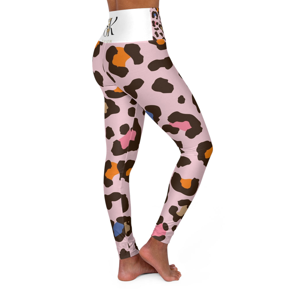 High-Waisted Pink Leopard Print Yoga Leggings
