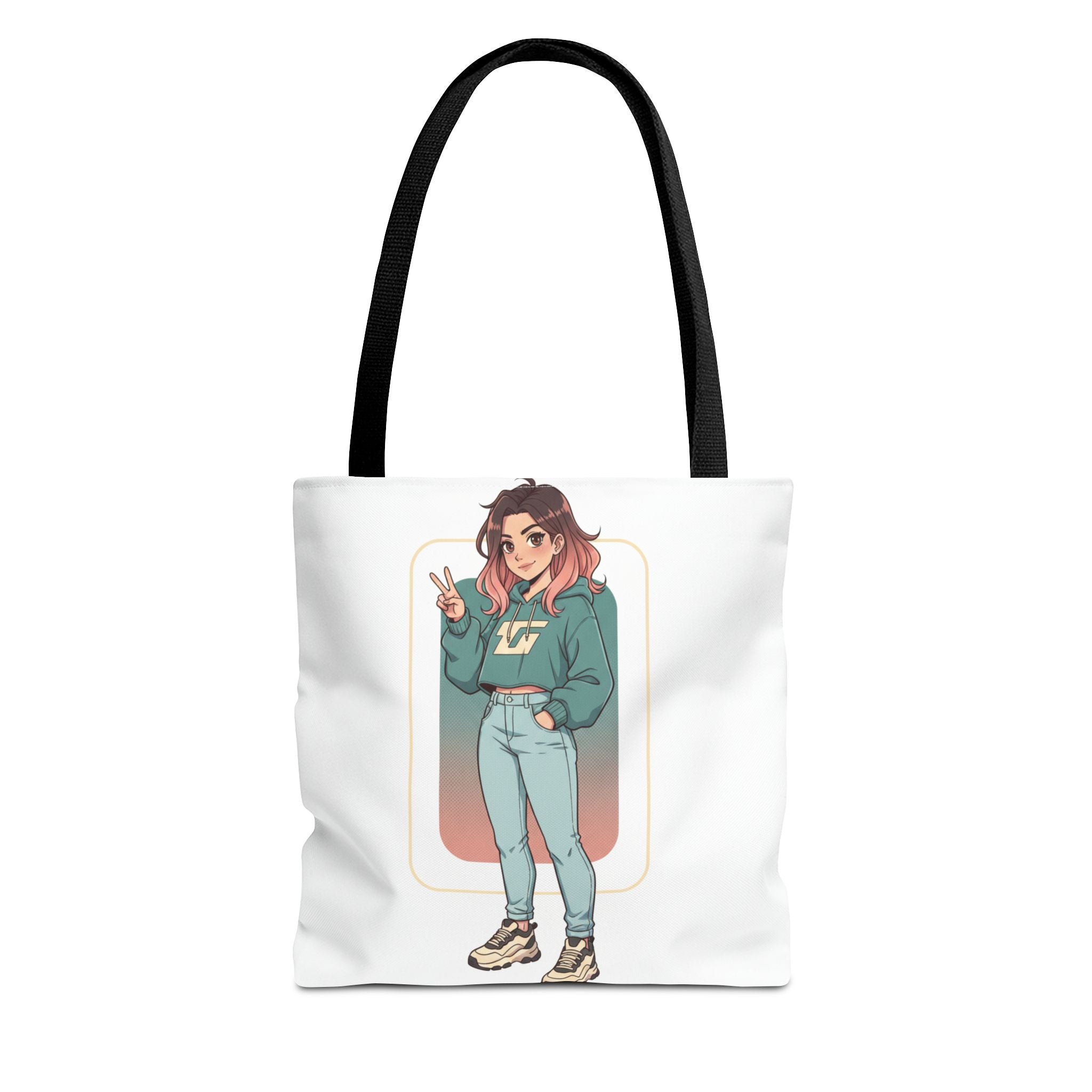 Casual Girl Illustration Tote Bag – Cute Anime-Style Character AOP Tote