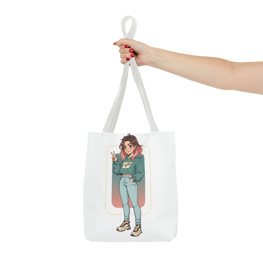 Casual Girl Illustration Tote Bag – Cute Anime-Style Character AOP Tote