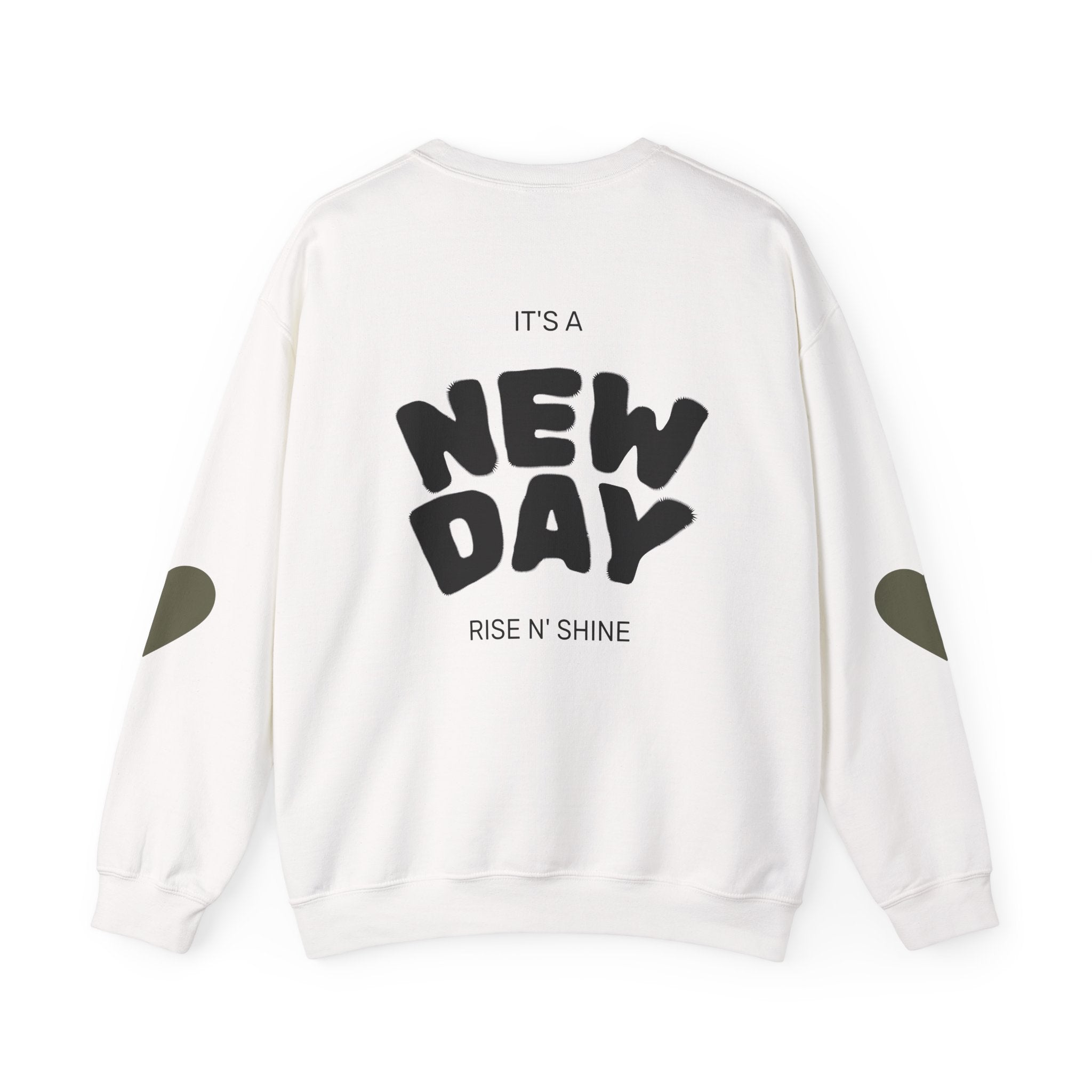 Crewneck Sweatshirt — "It's a New Day" Graphic Crewneck with Minimal Geometric Front Design