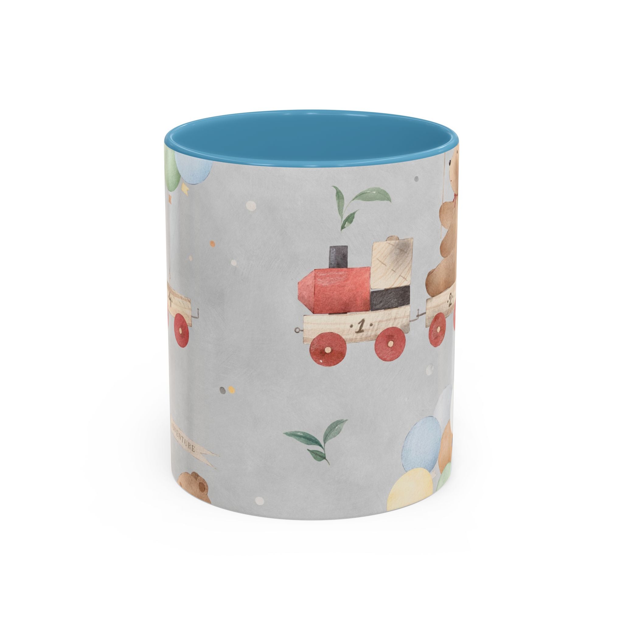 Toy Train Teddy Coffee Mug — Cute Nursery Baby Shower Gift (11/15oz)