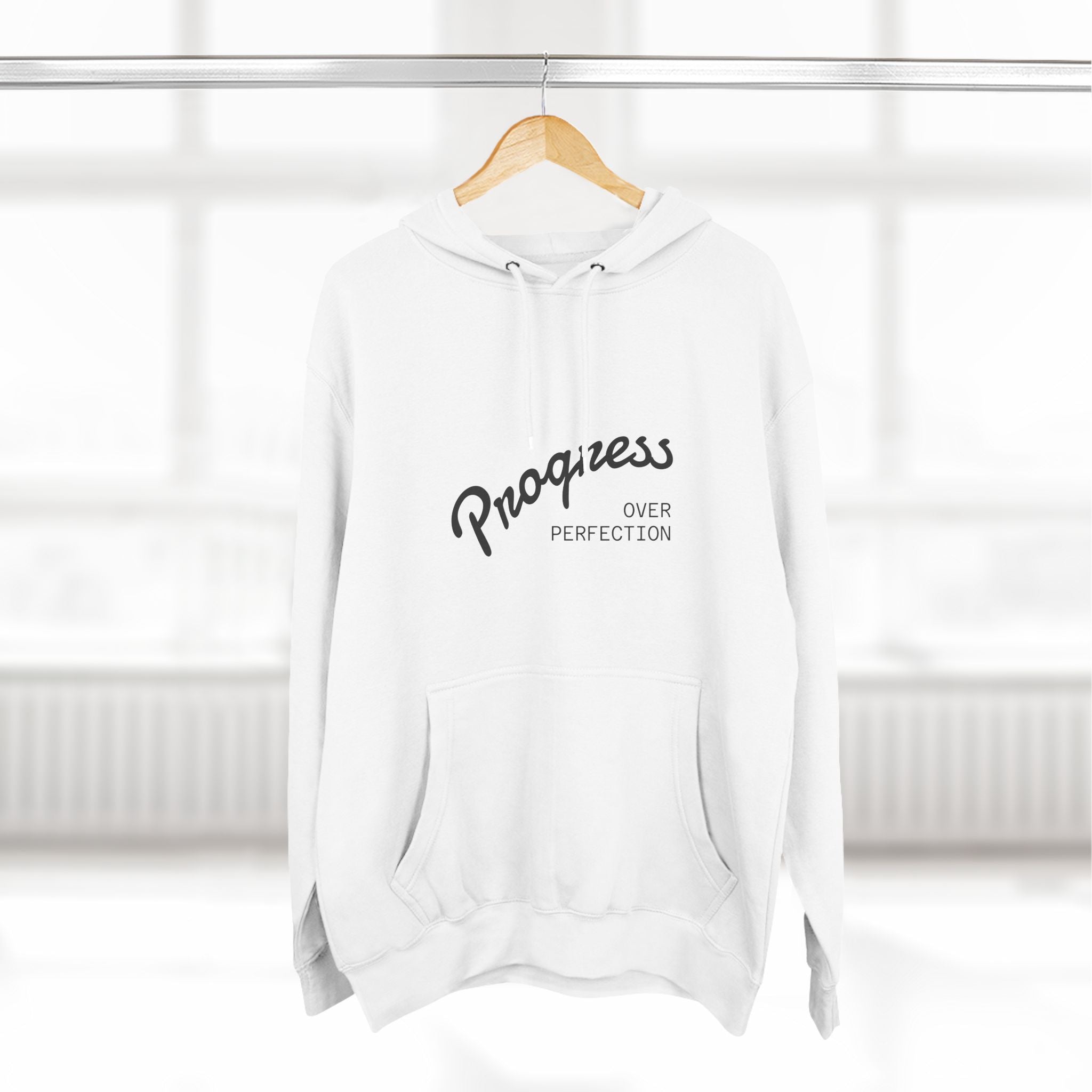 Super Mom Hoodie — "Progress Over Perfection" Fleece Pullover
