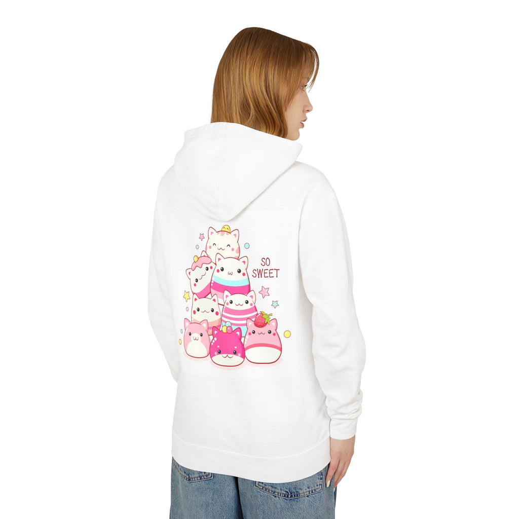 Cute Cat Hoodie — Kawaii Reading & 'So Sweet' Dessert Cat Graphic Hoodie