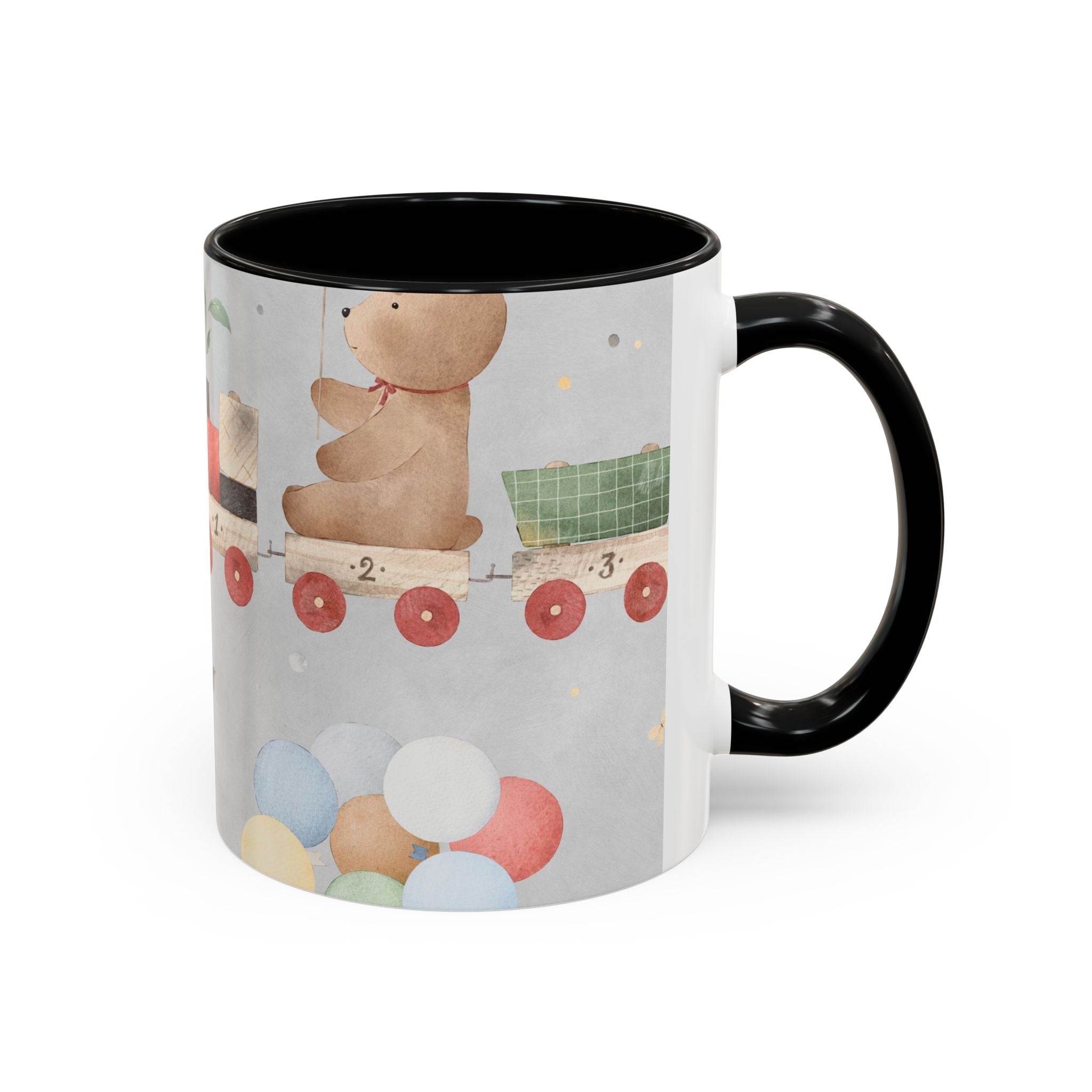 Toy Train Teddy Coffee Mug — Cute Nursery Baby Shower Gift (11/15oz)