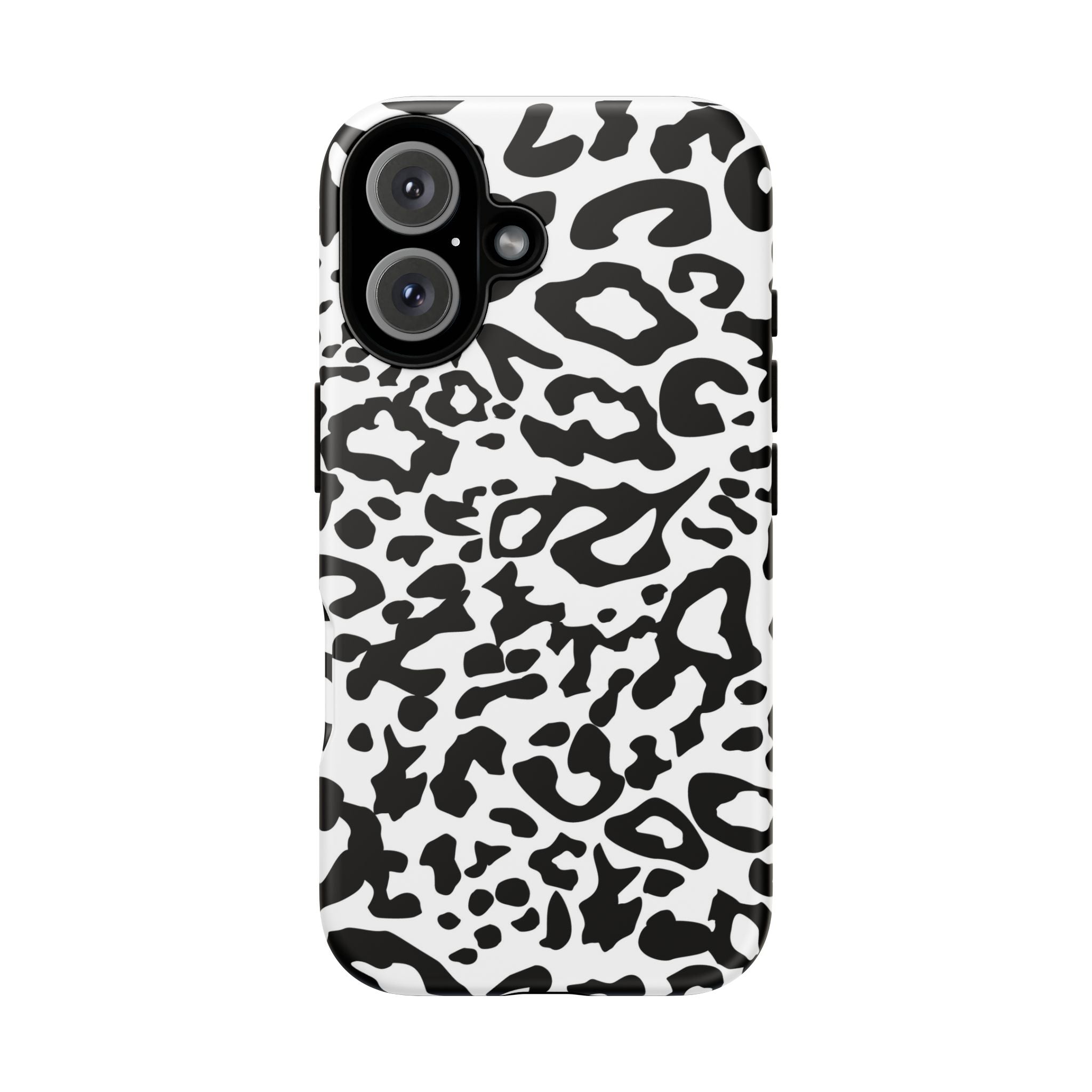 Phone Case — Black & White Leopard Print Protective Cover