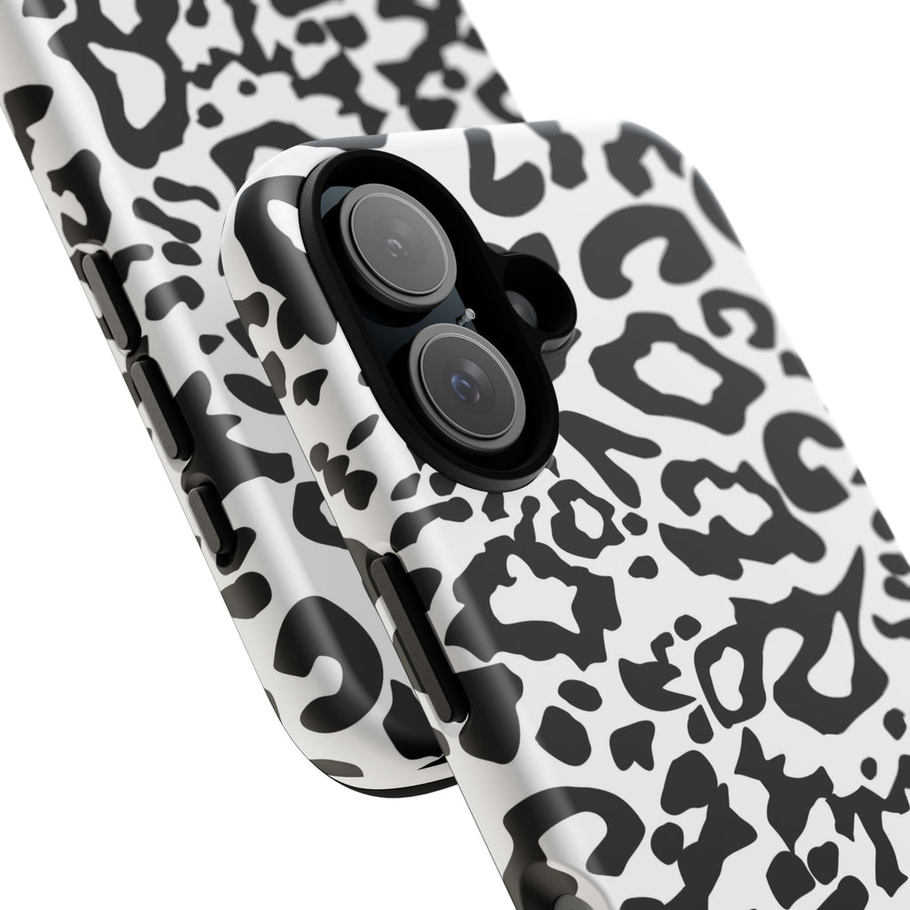 Phone Case — Black & White Leopard Print Protective Cover