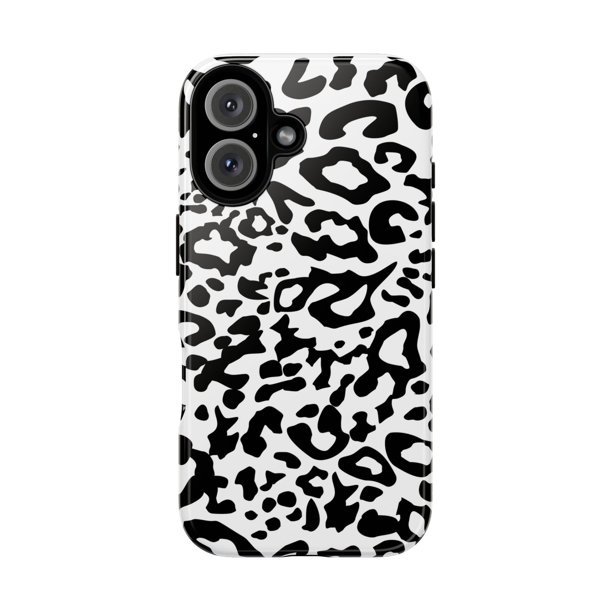 Phone Case — Black & White Leopard Print Protective Cover