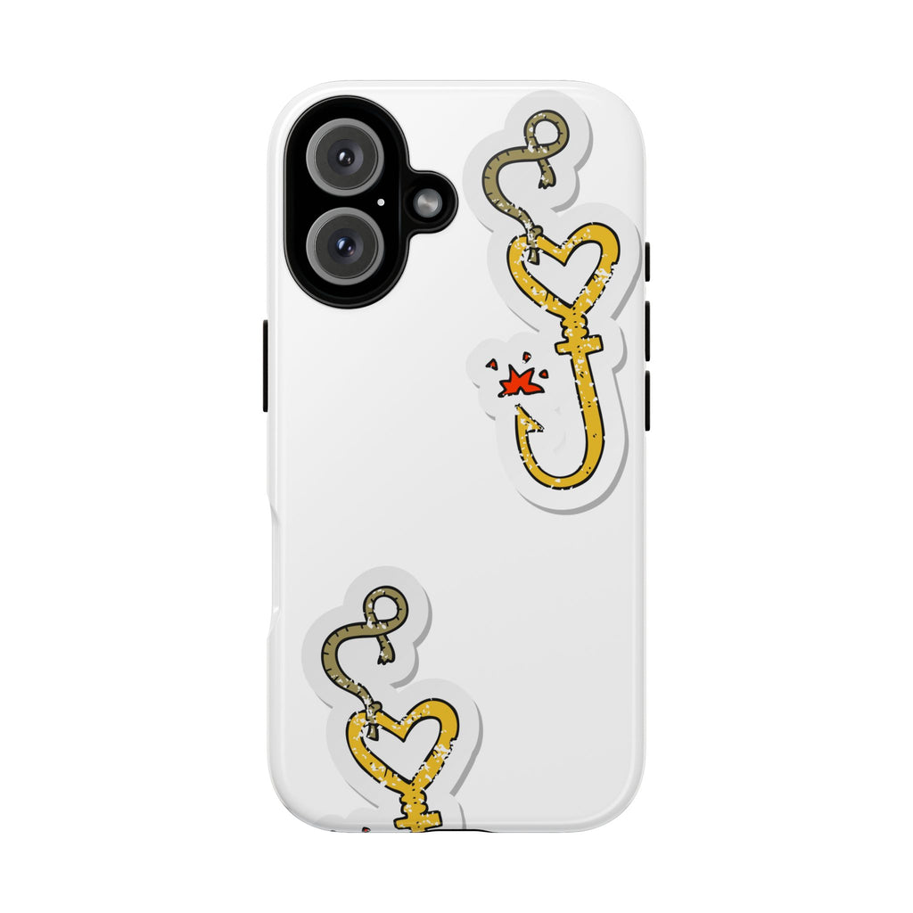 Gold Heart Hook Phone Case — Cute Fishing Charm iPhone Cover